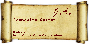 Joanovits Aszter névjegykártya